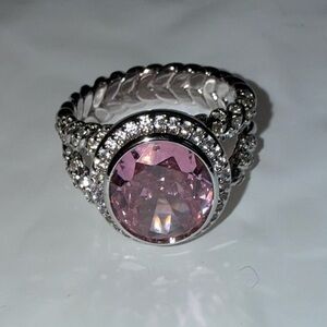 Elegant Silver and Pink Gemstone Ring